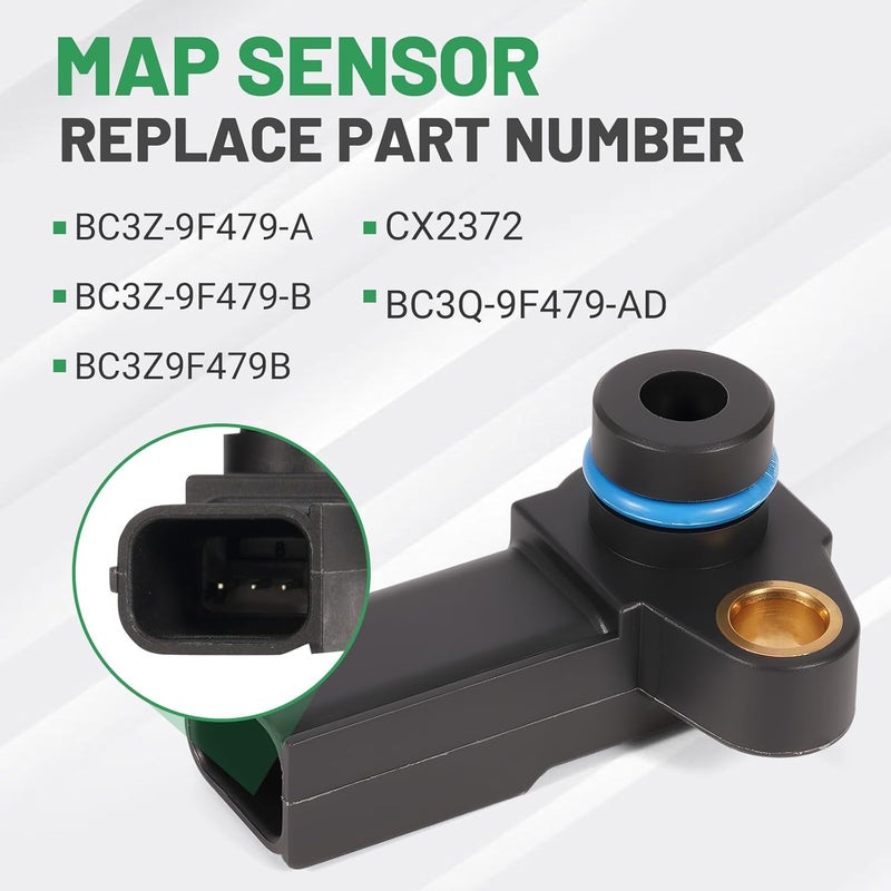 Rendrox MAP Sensor with Black Spacer Kit for Ford F-250 F-350 Super Duty 6.7L Diesel 2011-2019 | Manifold Absolute Pressure Sensor Replacement BC3Z-9F479-A BC3Z-9F479-B BC3Z9F479B CX2372 - Image 3